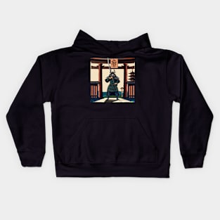 Japanese Samurai in front of Torii Gate Kids Hoodie